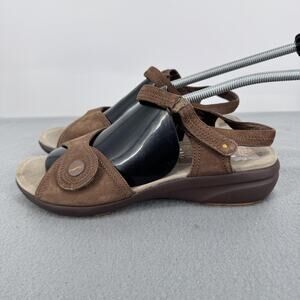 Dansko Sandals Womens Size 7.5 Brown Leather Slingback Wedge Comfort Shoes